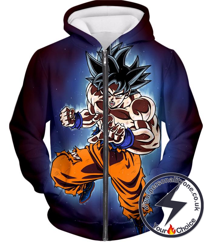 Dragon Ball Super Incredible Goku Ultra Instinct Mode Awesome Action Zip Up Hoodie